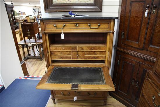 A 19th century French walnut secretaire à abattant, W.3ft 1in. D.1ft 4in. H.4ft 7in.
